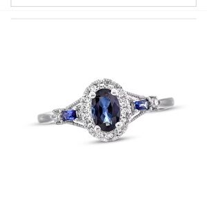 Kay Jewelers white gold Ring with sapphire and White Gems